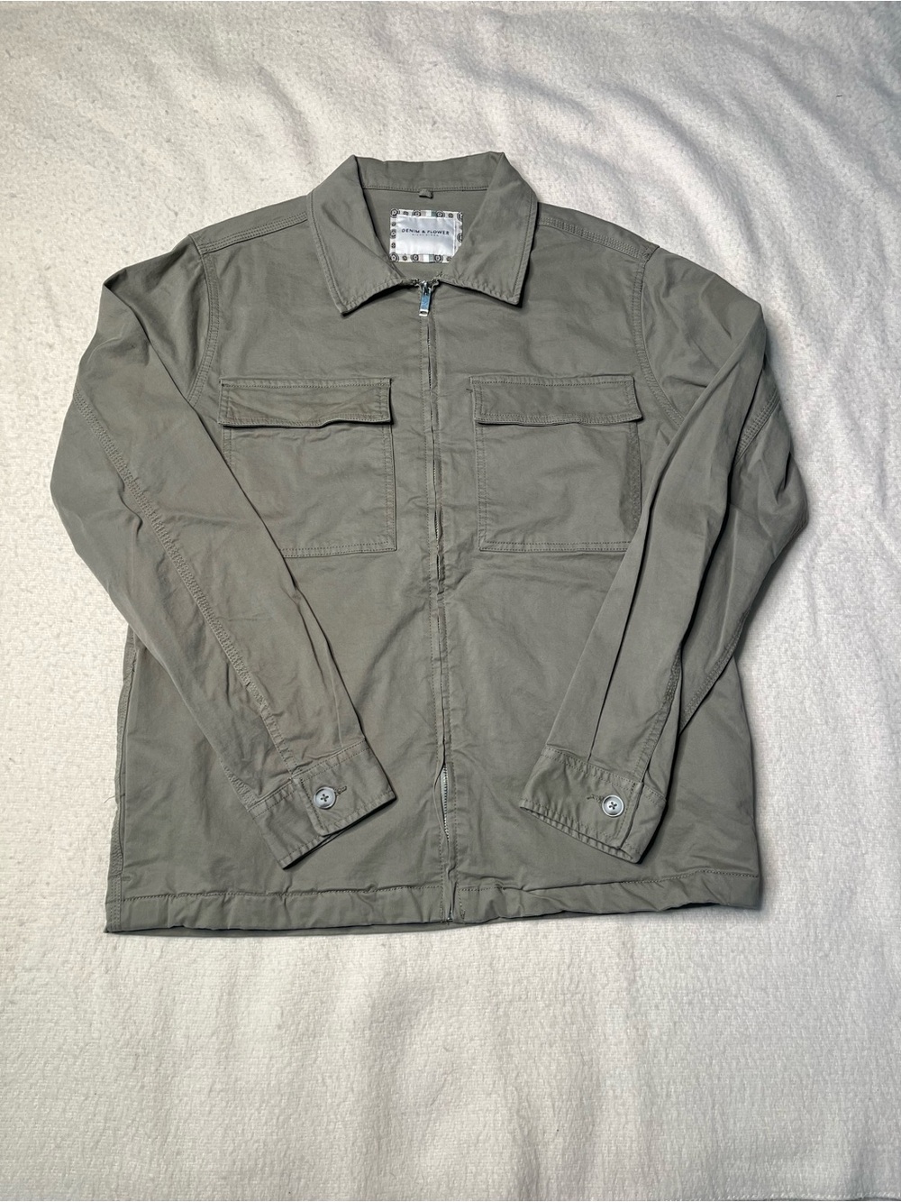 Denim & Flower Ricky Singh Full Zip Forest Sage Lightweight Jacket Mens Large